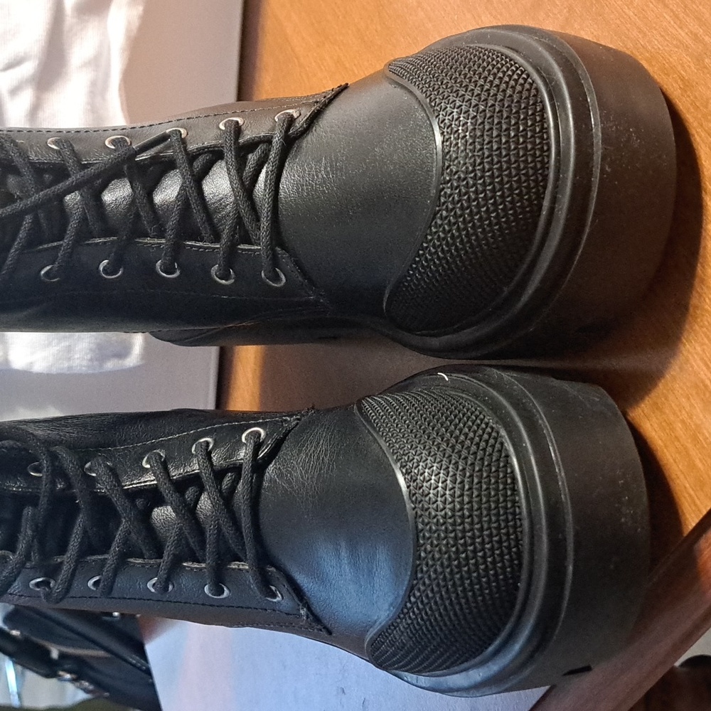 SCHUTZ Black Combat Lace-Up Boots New $242 - Picture 3 of 6